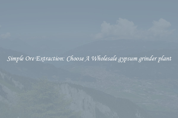 Simple Ore Extraction: Choose A Wholesale gypsum grinder plant