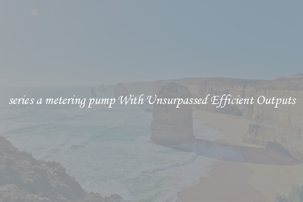 series a metering pump With Unsurpassed Efficient Outputs
