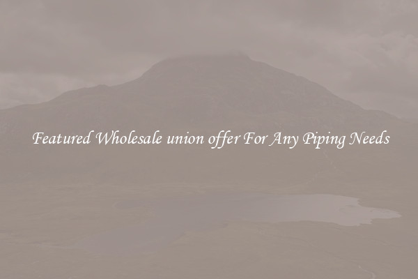 Featured Wholesale union offer For Any Piping Needs